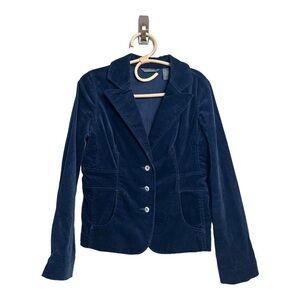 Vintage Schoolboy Hilliard & Hanson Navy Velvet Corduroy Tailored Fit Blazer